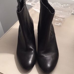 Black leather booties